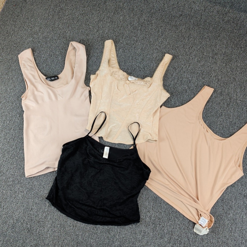 Lot of 4 Designer Lingerie Shapewear Tanks Large Vintage Y2K Donna Karan Arianne